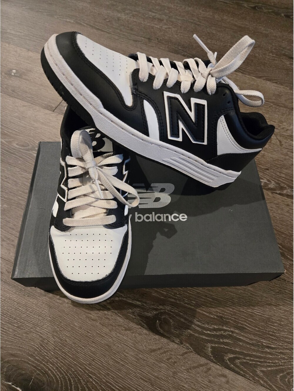 New Balance 480 Black White Kids 6.5Y Womens 8 GSB480BW Shoes Box